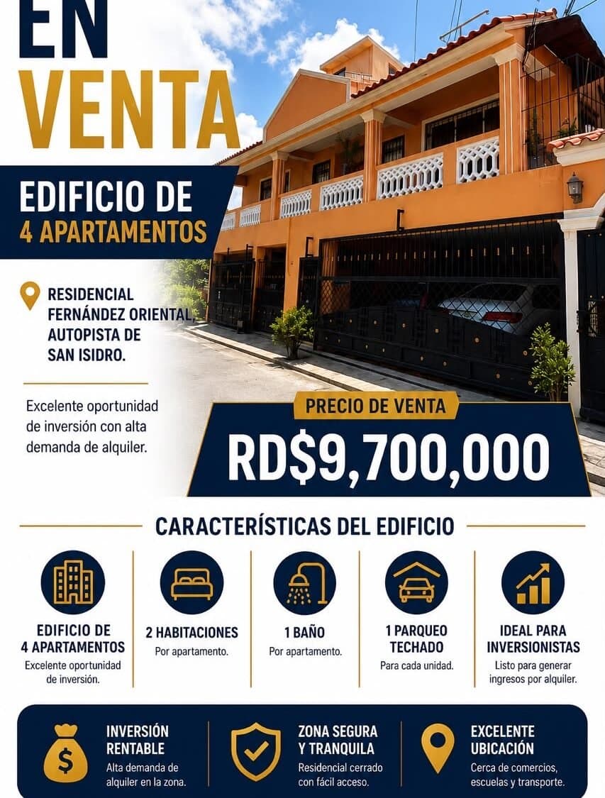 Edificio de 4 apartamentos de 2 habitaciones c/u en autopista de san Isidro — fotografía 2